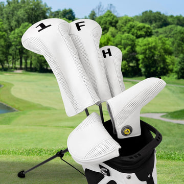 Vintage White Perforated Leather Wood Headcovers